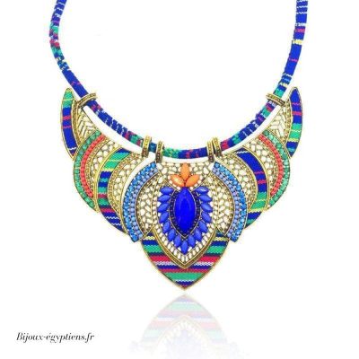 Collier Plastron  Bleu Marine - Bijoux-egyptiens.fr