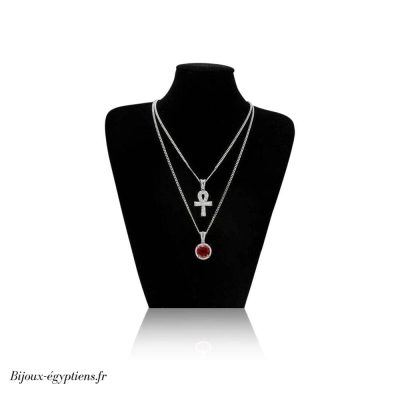 Collier  Pendentif Ankh Argent - Bijoux-egyptiens.fr