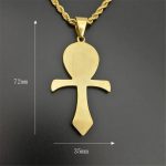 Egyptian Ankh Cross Pendant Necklace For Women/Men Gold Color Stainless Steel Eye of Horus Necklace Iced Out Bling Egypt Jewelry