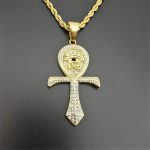 Egyptian Ankh Cross Pendant Necklace For Women/Men Gold Color Stainless Steel Eye of Horus Necklace Iced Out Bling Egypt Jewelry