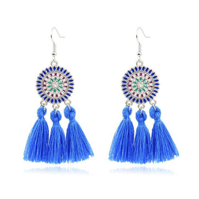 Boucle d’Oreille Égyptienne  Pompom Bleu