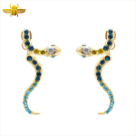 Boucle d’Oreille Égyptienne  Serpent à Perle Bleue