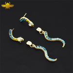 Boucle d’Oreille Égyptienne  Serpent à Perle Bleue