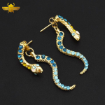 Boucle d’Oreille Égyptienne  Serpent à Perle Bleue