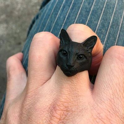 Bague  Avec Chat Noir - Bijoux-egyptiens.fr