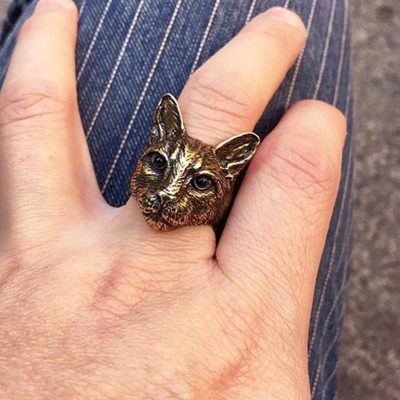 Bague  Avec Chat Noir - Bijoux-egyptiens.fr